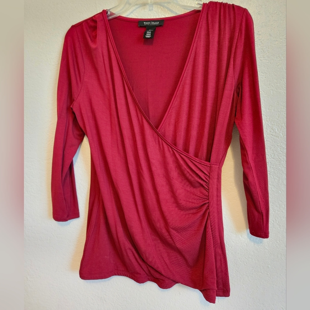 Red crossover blouse